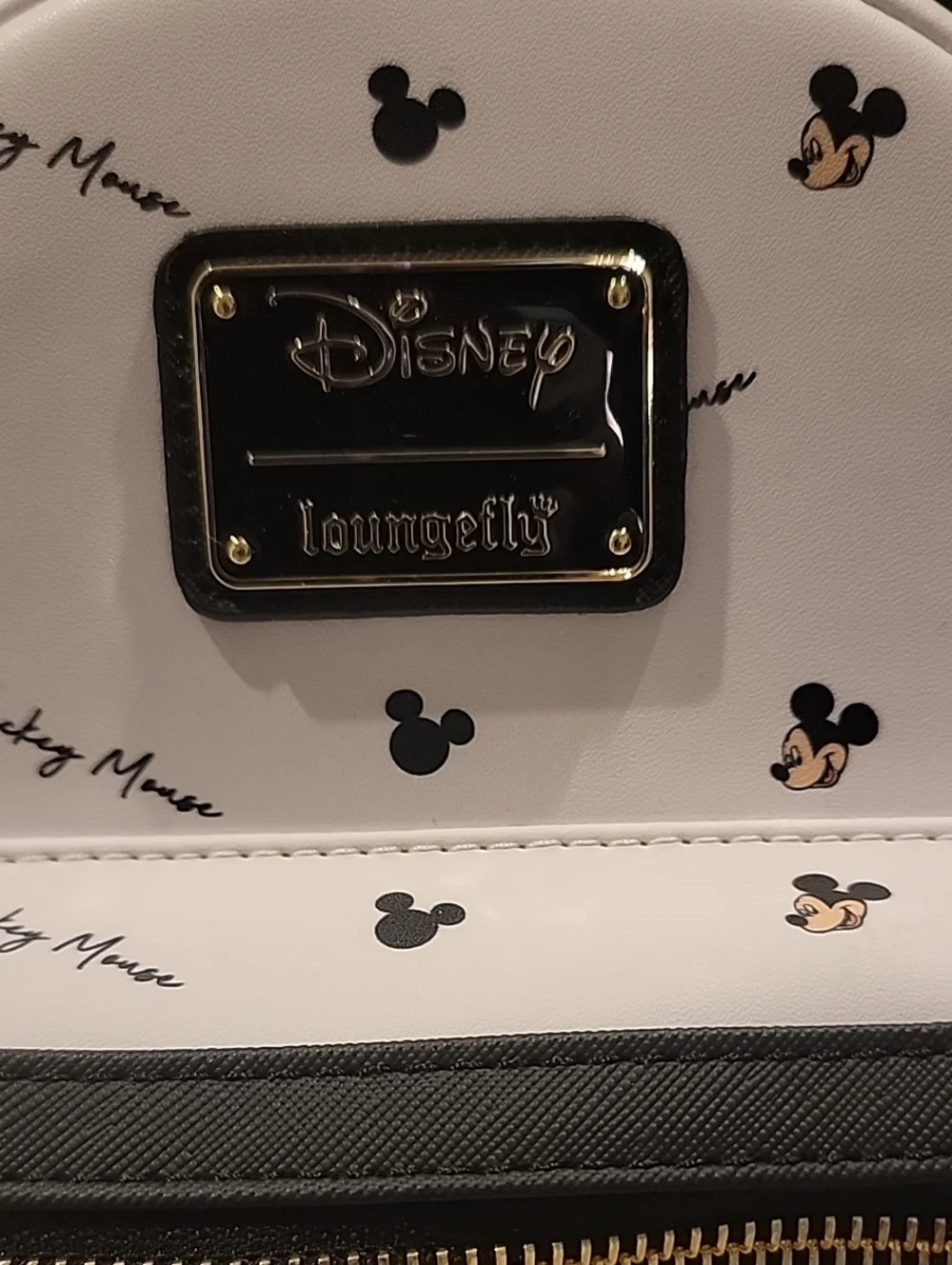 Loungefly White Mickey Mouse Mini Backpack with Black Ears